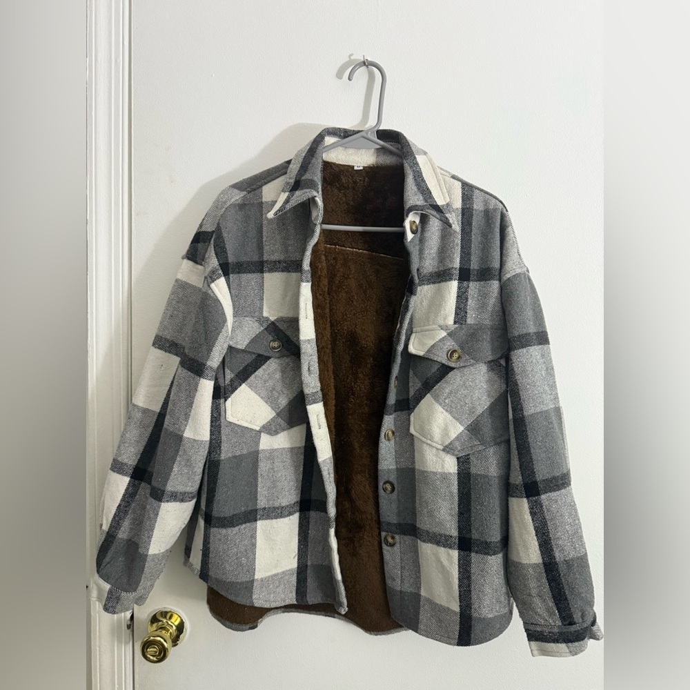 Button Down Faux Fur Lined Jacket